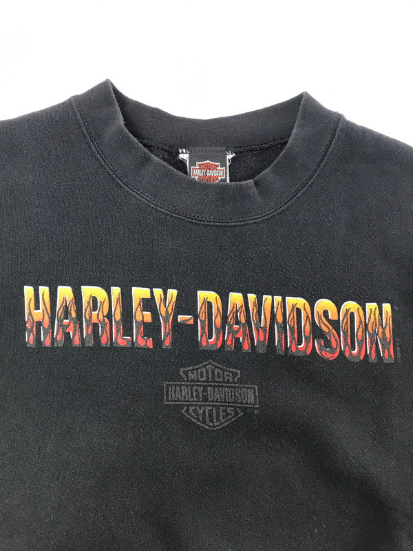 【中古品】【メンズ】 HARLEY-DAVIDSON ハーレーダビッドソン USA製 90's FLAME GRAPHIC SWEATSHIRT フレームグラフィックスウェットシャツ ヴィンテージ アメカジ　 146-260722-su-05-tagh サイズ：XL カラー：ブラック 万代Net店