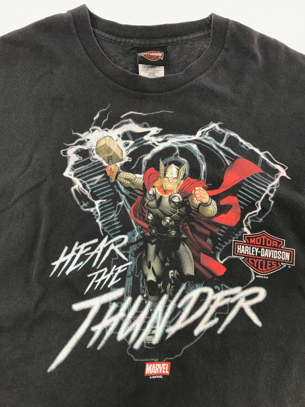【中古品】【メンズ】 HARLEY-DAVIDSON ハーレーダビッドソン × MARVEL マーベル コラボ VINTAGE S/S TEE ヴィンテージ Tシャツ 半袖 トップス 146-260722-su-03-tagh サイズ：XL カラー：ブラック 万代Net店