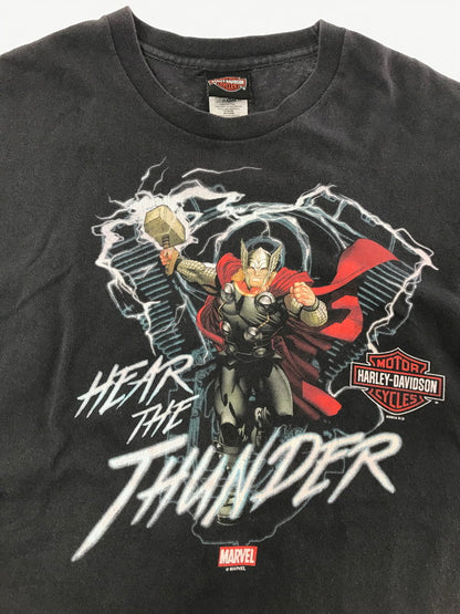 【中古品】【メンズ】 HARLEY-DAVIDSON ハーレーダビッドソン × MARVEL マーベル コラボ VINTAGE S/S TEE ヴィンテージ Tシャツ 半袖 トップス 146-260722-su-03-tagh サイズ：XL カラー：ブラック 万代Net店