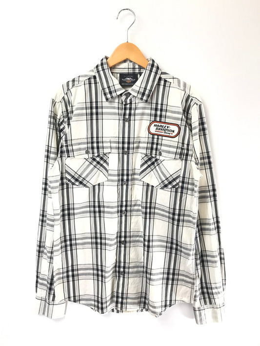 【中古品】【メンズ】 HARLEY-DAVIDSON ハーレー ダビットソン L/S WORK SHIRT CHECK 99162 ロングスリーブ ワーク シャツ 長袖シャツ トップス 145-260726-rt-19-tagh サイズ：M カラー：ホワイト 万代Net店