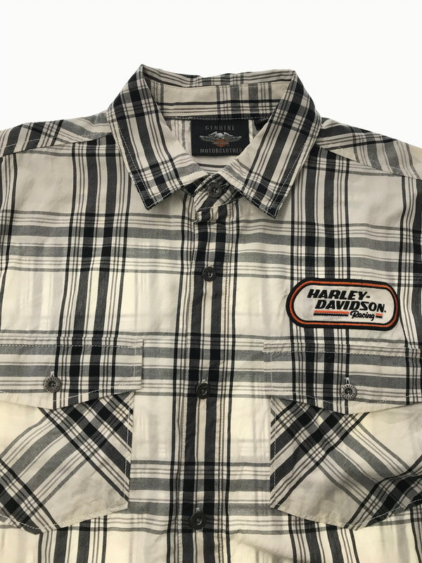 【中古品】【メンズ】 HARLEY-DAVIDSON ハーレー ダビットソン L/S WORK SHIRT CHECK 99162 ロングスリーブ ワーク シャツ 長袖シャツ トップス 145-260726-rt-19-tagh サイズ：M カラー：ホワイト 万代Net店