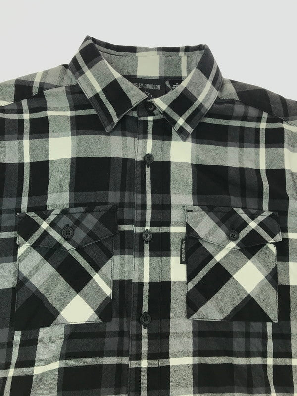 【中古品】【メンズ】 HARLEY-DAVIDSON ハーレーダビッドソン L/S WORK SHIRT CHECK 96217-24VM ロングスリーブ ワークシャツ VINTAGE ヴィンテージ アメカジ　 145-260722-su-06-tagh サイズ：M カラー：ブラック 万代Net店