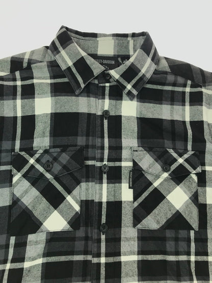【中古品】【メンズ】 HARLEY-DAVIDSON ハーレーダビッドソン L/S WORK SHIRT CHECK 96217-24VM ロングスリーブ ワークシャツ VINTAGE ヴィンテージ アメカジ　 145-260722-su-06-tagh サイズ：M カラー：ブラック 万代Net店
