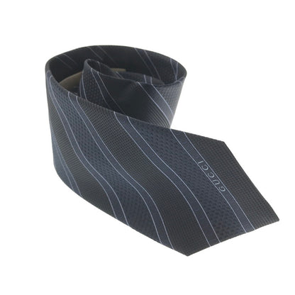 【中古美品】【メンズ】 GUCCI グッチ SILK LOGO JACQUARD TIE 499694 シルク ロゴ ジャガードタイ ネクタイ スーツ小物 183-260802-hi-18-tagh カラー：ネイビー 万代Net店