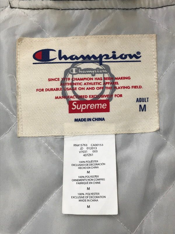 【現状渡し品】【メンズ】 SUPREME シュプリーム × CHAMPION チャンピオン 13SS SATIN JACKET サテンジャケット スタジャン アウター 149-260809-hi-03-tagh サイズ：M カラー：ブラック 万代Net店