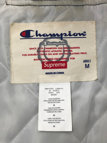 【現状渡し品】【メンズ】 SUPREME シュプリーム × CHAMPION チャンピオン 13SS SATIN JACKET サテンジャケット スタジャン アウター 149-260809-hi-03-tagh サイズ：M カラー：ブラック 万代Net店