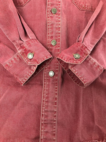 【中古品】【メンズ】 OLD GAP オールド ギャップ 90's L/S WORK SHIRT RED 90年代 ロングスリーブ ワーク シャツ トップス 香港製 146-260723-rt-18-tagh サイズ：L カラー：レッド 万代Net店