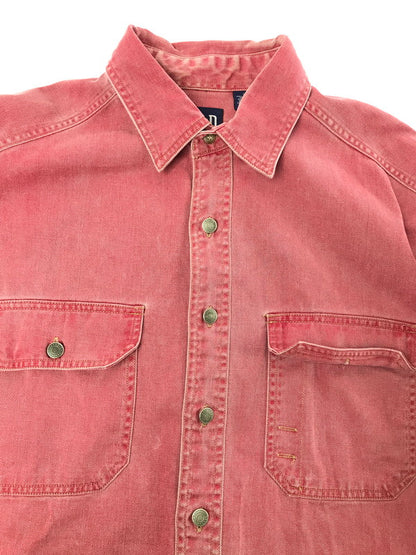 【中古品】【メンズ】 OLD GAP オールド ギャップ 90's L/S WORK SHIRT RED 90年代 ロングスリーブ ワーク シャツ トップス 香港製 146-260723-rt-18-tagh サイズ：L カラー：レッド 万代Net店