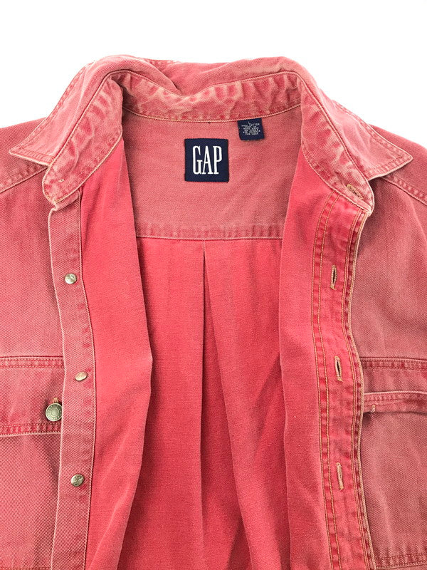 【中古品】【メンズ】 OLD GAP オールド ギャップ 90's L/S WORK SHIRT RED 90年代 ロングスリーブ ワーク シャツ トップス 香港製 146-260723-rt-18-tagh サイズ：L カラー：レッド 万代Net店