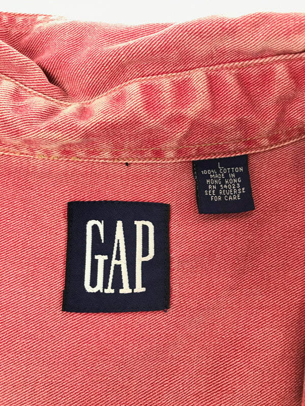 【中古品】【メンズ】 OLD GAP オールド ギャップ 90's L/S WORK SHIRT RED 90年代 ロングスリーブ ワーク シャツ トップス 香港製 146-260723-rt-18-tagh サイズ：L カラー：レッド 万代Net店