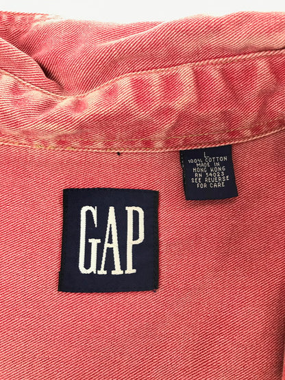 【中古品】【メンズ】 OLD GAP オールド ギャップ 90's L/S WORK SHIRT RED 90年代 ロングスリーブ ワーク シャツ トップス 香港製 146-260723-rt-18-tagh サイズ：L カラー：レッド 万代Net店