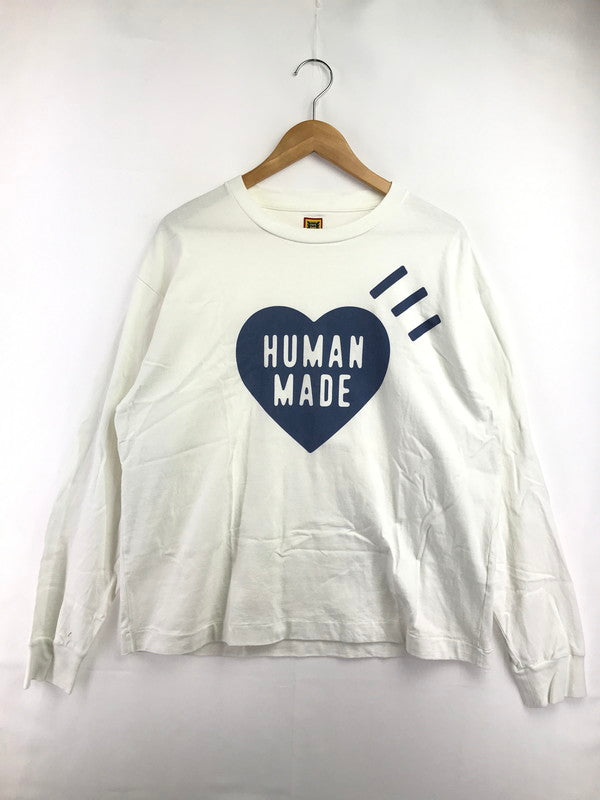 【中古品】【メンズ】 HUMAN MADE ヒューマンメイド L/S TEE HEART LOGO 01.12.2023 ハートロゴ ロングスリーブTシャツ　WHITE トップス 長袖Ｔシャツ 142-260722-su-02-tagh サイズ：XL カラー：ホワイト 万代Net店