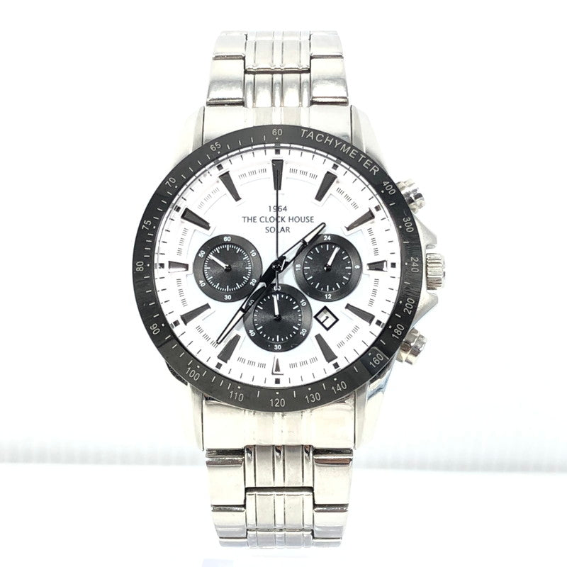 【中古品】【メンズ】 THE CLOCK HOUSE ザ･クロックハウス CHRONOGRAPH SOLAR WATCH MBC1003 クロノグラフ ソーラー 腕時計 197-261030-rt-25-tagh カラー：シルバー/ホワイト 万代Net店