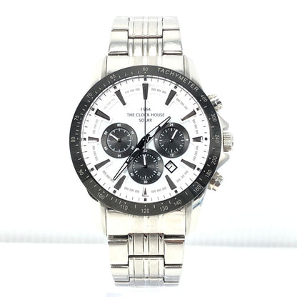 【中古品】【メンズ】 THE CLOCK HOUSE ザ･クロックハウス CHRONOGRAPH SOLAR WATCH MBC1003 クロノグラフ ソーラー 腕時計 197-261030-rt-25-tagh カラー：シルバー/ホワイト 万代Net店