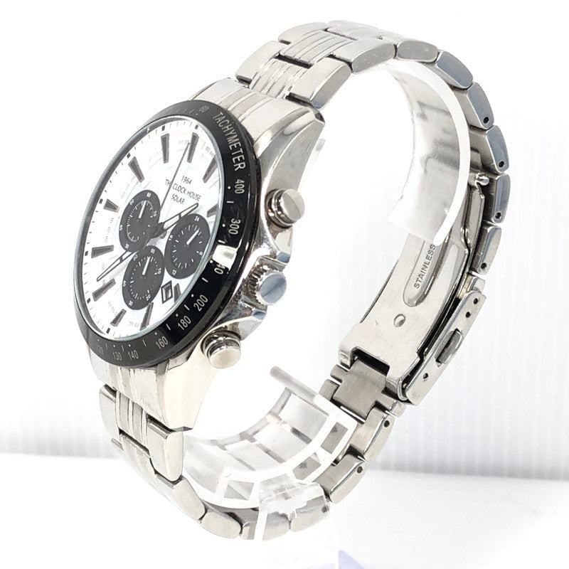 【中古品】【メンズ】 THE CLOCK HOUSE ザ･クロックハウス CHRONOGRAPH SOLAR WATCH MBC1003 クロノグラフ ソーラー 腕時計 197-261030-rt-25-tagh カラー：シルバー/ホワイト 万代Net店