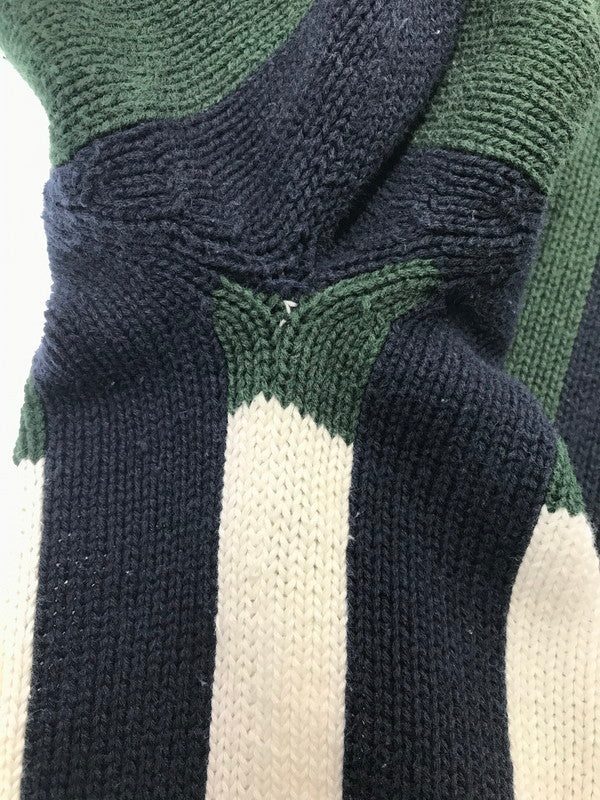 【中古品】【メンズ】 TOMMY HILFIGER トミー ヒルフィガー 90's MULTI STRIPE COTTON KNIT マルチ ストライプ コットン ニット 146-260726-rt-18-tagh サイズ：XL カラー：グリーン 万代Net店