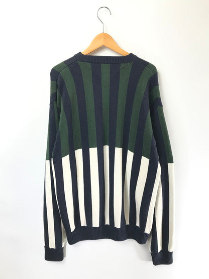 【中古品】【メンズ】 TOMMY HILFIGER トミー ヒルフィガー 90's MULTI STRIPE COTTON KNIT マルチ ストライプ コットン ニット 146-260726-rt-18-tagh サイズ：XL カラー：グリーン 万代Net店