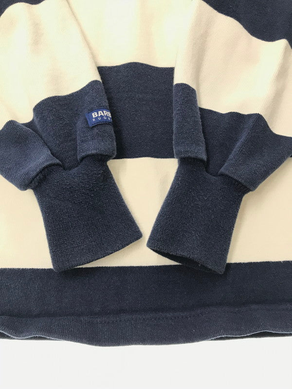【中古品】【メンズ】 BARBARIAN バーバリアン MTE BODER RUGBY LS SHIRT WHITE NAVY ラグビー ロングスリーブ シャツ トップス 146-260726-rt-16-tagh サイズ：XL カラー：ホワイト/ネイビー 万代Net店