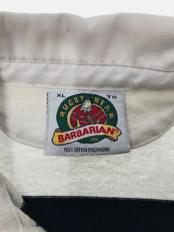 【中古品】【メンズ】 BARBARIAN バーバリアン MTE BODER RUGBY LS SHIRT WHITE NAVY ラグビー ロングスリーブ シャツ トップス 146-260726-rt-16-tagh サイズ：XL カラー：ホワイト/ネイビー 万代Net店