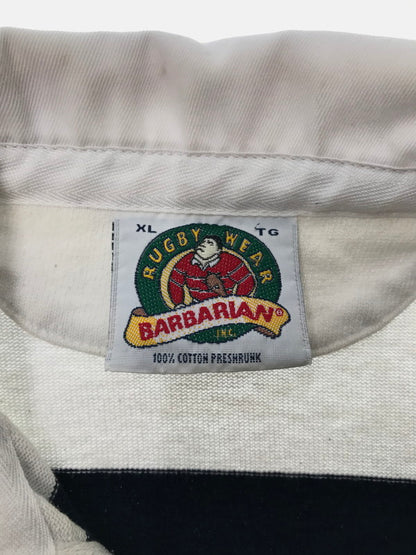 【中古品】【メンズ】 BARBARIAN バーバリアン MTE BODER RUGBY LS SHIRT WHITE NAVY ラグビー ロングスリーブ シャツ トップス 146-260726-rt-16-tagh サイズ：XL カラー：ホワイト/ネイビー 万代Net店