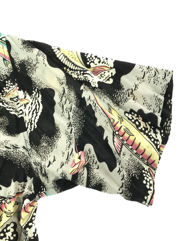 【中古品】【メンズ】 REYN SPOONER レイン スプーナー 80～90's FISH ALOHA SS SHIRT 80～90年代 アロハ ショートスリーブ シャツ トップス 146-260726-rt-10-tagh サイズ：XL カラー：ブラック系 万代Net店