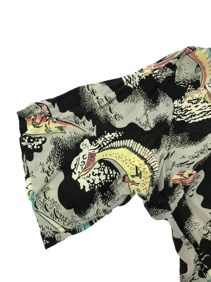 【中古品】【メンズ】 REYN SPOONER レイン スプーナー 80～90's FISH ALOHA SS SHIRT 80～90年代 アロハ ショートスリーブ シャツ トップス 146-260726-rt-10-tagh サイズ：XL カラー：ブラック系 万代Net店