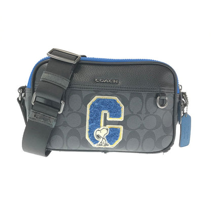 【ジャンク品】【メンズ】 COACH コーチ × SNOOPY スヌーピー コラボ SIGNATURE SHOULDER BAG C4027 シグネチャー ショルダーバッグ カバン 180-260802-hi-19-tagh カラー：ブラック/ブルー 万代Net店