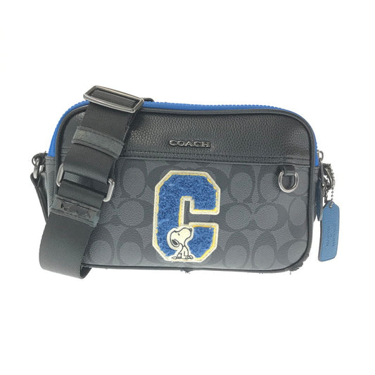 【ジャンク品】【メンズ】 COACH コーチ × SNOOPY スヌーピー コラボ SIGNATURE SHOULDER BAG C4027 シグネチャー ショルダーバッグ カバン 180-260802-hi-19-tagh カラー：ブラック/ブルー 万代Net店