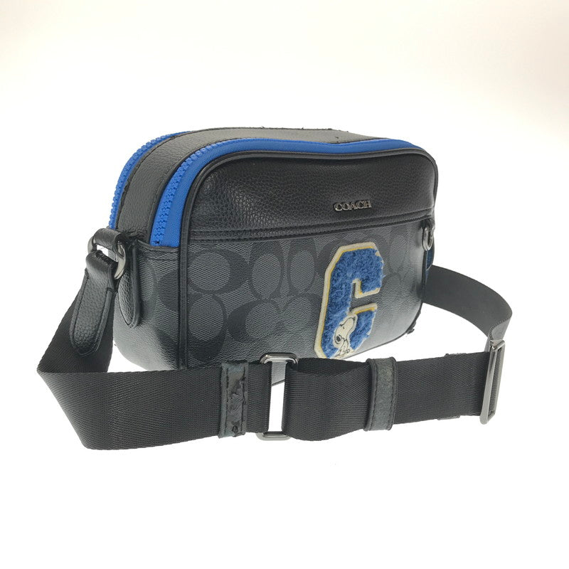 【ジャンク品】【メンズ】 COACH コーチ × SNOOPY スヌーピー コラボ SIGNATURE SHOULDER BAG C4027 シグネチャー ショルダーバッグ カバン 180-260802-hi-19-tagh カラー：ブラック/ブルー 万代Net店