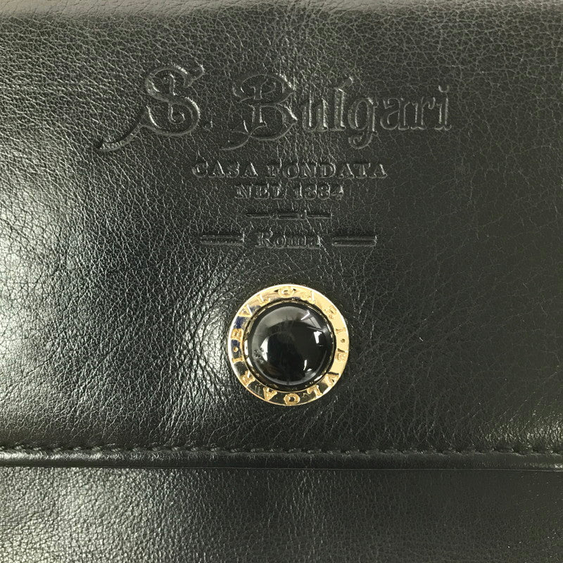 【現状渡し品】【メンズ】 S.BULGARI ブルガリ LONG WALLET BLACK 長財布 コレツィオーネ 初期ロゴ 181-260806-su-06-tagh カラー：ブラック 万代Net店