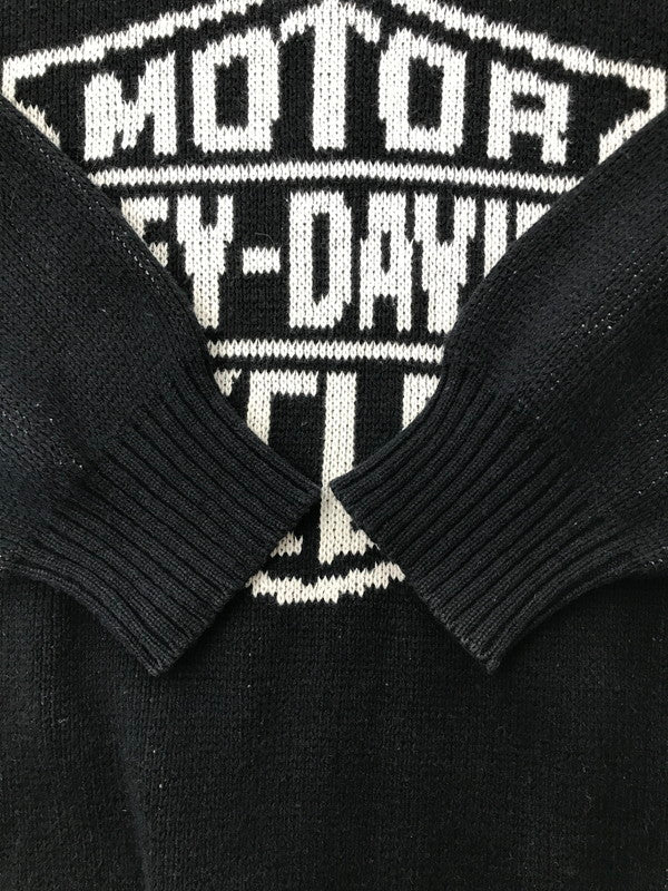 【中古品】【メンズ】 HARLEY-DAVIDSON ハーレーダビッドソン 90's LOGO KNIT SWEATER 90年代 ロゴ ニット セーター トップス USA製 146-260731-rt-09-tagh サイズ：M カラー：ブラック 万代Net店