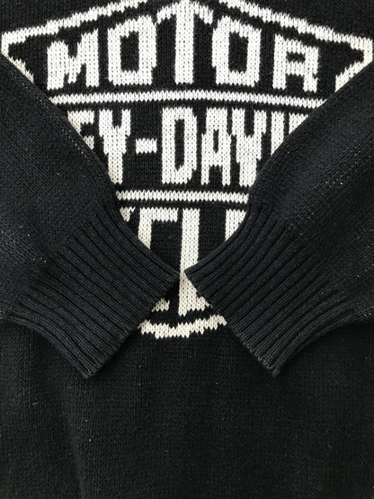 【中古品】【メンズ】 HARLEY-DAVIDSON ハーレーダビッドソン 90's LOGO KNIT SWEATER 90年代 ロゴ ニット セーター トップス USA製 146-260731-rt-09-tagh サイズ：M カラー：ブラック 万代Net店