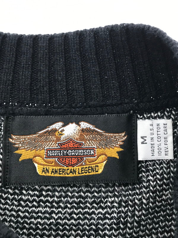 【中古品】【メンズ】 HARLEY-DAVIDSON ハーレーダビッドソン 90's LOGO KNIT SWEATER 90年代 ロゴ ニット セーター トップス USA製 146-260731-rt-09-tagh サイズ：M カラー：ブラック 万代Net店
