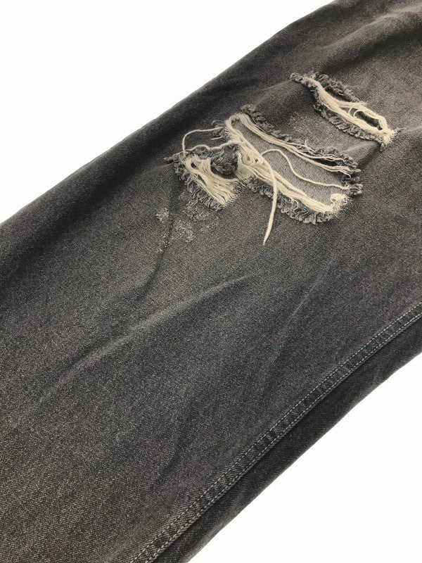 【中古品】【メンズ】 9090 ナインティナインティ KING LOGO BUGGY DENIM PANTS NN1270 キング ロゴ バギー デニム パンツ ジーンズ ボトムス 153-260801-rt-24-tagh サイズ：L カラー：ブラック 万代Net店