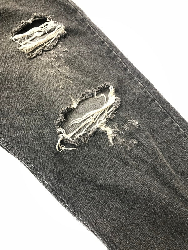 【中古品】【メンズ】 9090 ナインティナインティ KING LOGO BUGGY DENIM PANTS NN1270 キング ロゴ バギー デニム パンツ ジーンズ ボトムス 153-260801-rt-24-tagh サイズ：L カラー：ブラック 万代Net店