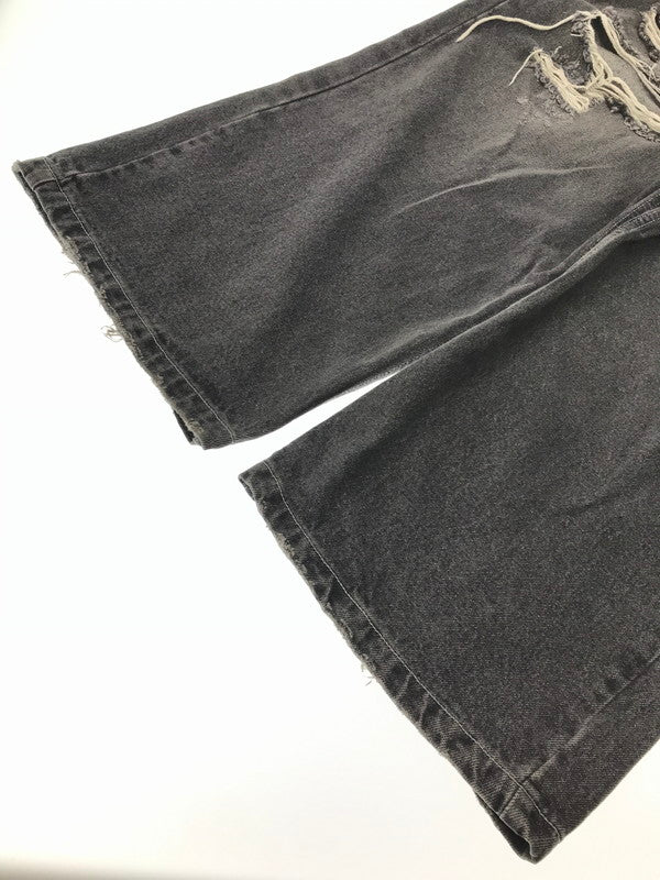 【中古品】【メンズ】 9090 ナインティナインティ KING LOGO BUGGY DENIM PANTS NN1270 キング ロゴ バギー デニム パンツ ジーンズ ボトムス 153-260801-rt-24-tagh サイズ：L カラー：ブラック 万代Net店