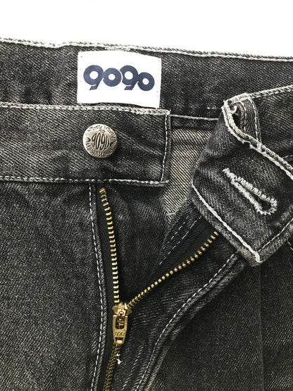 【中古品】【メンズ】 9090 ナインティナインティ KING LOGO BUGGY DENIM PANTS NN1270 キング ロゴ バギー デニム パンツ ジーンズ ボトムス 153-260801-rt-24-tagh サイズ：L カラー：ブラック 万代Net店