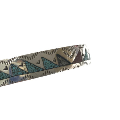【中古品】【メンズ】 NAVAJO ナバホ RAYMOND BEGAY RAY B STERLING CHIP INLAY BANGLE レイモンド ビゲイ スターリングシルバー チップインレイ バングル アクセサリー 191-260809-rt-20-tagh カラー：シルバー 万代Net店