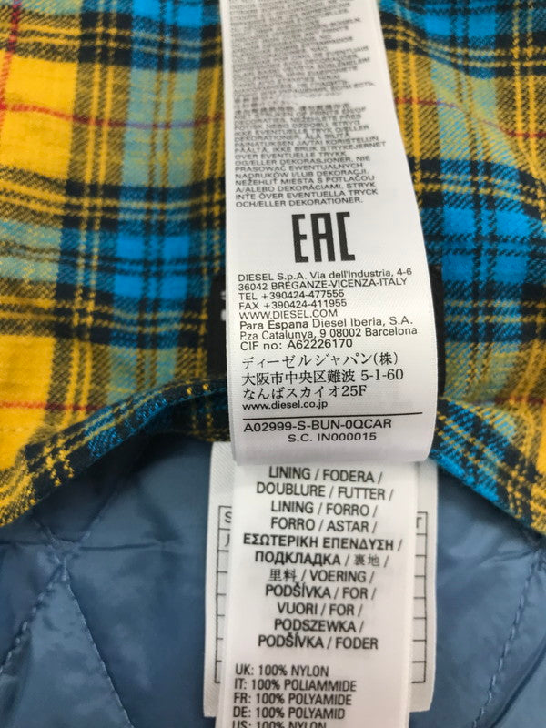 【中古品】【メンズ】 DIESEL ディーゼル DENIM SWITCHING CHECK SHIRT JACKET 0QCAR デニム スイッチング チェック シャツ ジャケット ライトアウター 141-260801-rt-15-tagh サイズ：S カラー：ブルー/イエロー 万代Net店
