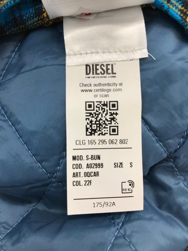 【中古品】【メンズ】 DIESEL ディーゼル DENIM SWITCHING CHECK SHIRT JACKET 0QCAR デニム スイッチング チェック シャツ ジャケット ライトアウター 141-260801-rt-15-tagh サイズ：S カラー：ブルー/イエロー 万代Net店