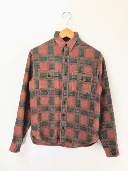 【中古品】【メンズ】 RRL ダブルアールエル PLAID JACQUARD WORK SHIRT 782841003001 ジャガード ワーク シャツ トップス 145-260801-rt-17-tagh サイズ：XS カラー：レッド/ブラック 万代Net店