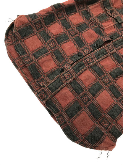 【中古品】【メンズ】 RRL ダブルアールエル PLAID JACQUARD WORK SHIRT 782841003001 ジャガード ワーク シャツ トップス 145-260801-rt-17-tagh サイズ：XS カラー：レッド/ブラック 万代Net店