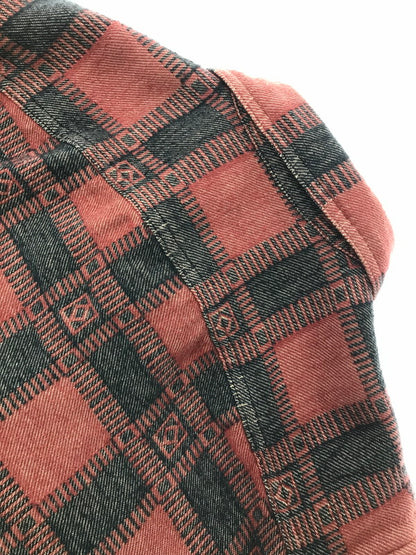 【中古品】【メンズ】 RRL ダブルアールエル PLAID JACQUARD WORK SHIRT 782841003001 ジャガード ワーク シャツ トップス 145-260801-rt-17-tagh サイズ：XS カラー：レッド/ブラック 万代Net店