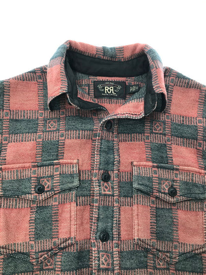 【中古品】【メンズ】 RRL ダブルアールエル PLAID JACQUARD WORK SHIRT 782841003001 ジャガード ワーク シャツ トップス 145-260801-rt-17-tagh サイズ：XS カラー：レッド/ブラック 万代Net店