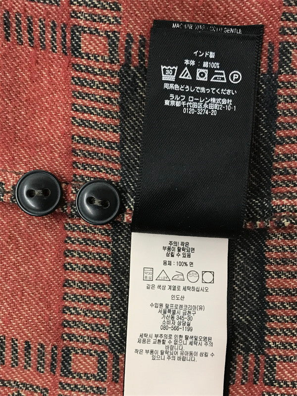 【中古品】【メンズ】 RRL ダブルアールエル PLAID JACQUARD WORK SHIRT 782841003001 ジャガード ワーク シャツ トップス 145-260801-rt-17-tagh サイズ：XS カラー：レッド/ブラック 万代Net店