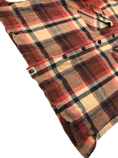【中古品】【メンズ】 A BATHING APE ア ベイシング エイプ ELBOW PATCH FLANNEL SHIRT 1870-131-064 エルボー パッチ フランネル シャツ トップス 142-260801-rt-16-tagh サイズ：L カラー：レッド 万代Net店