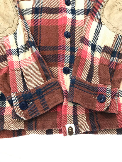 【中古品】【メンズ】 A BATHING APE ア ベイシング エイプ ELBOW PATCH FLANNEL SHIRT 1870-131-064 エルボー パッチ フランネル シャツ トップス 142-260801-rt-16-tagh サイズ：L カラー：レッド 万代Net店