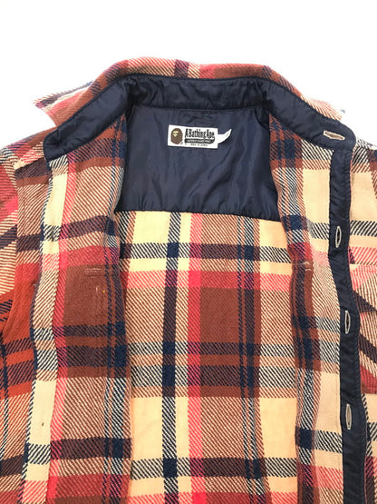 【中古品】【メンズ】 A BATHING APE ア ベイシング エイプ ELBOW PATCH FLANNEL SHIRT 1870-131-064 エルボー パッチ フランネル シャツ トップス 142-260801-rt-16-tagh サイズ：L カラー：レッド 万代Net店