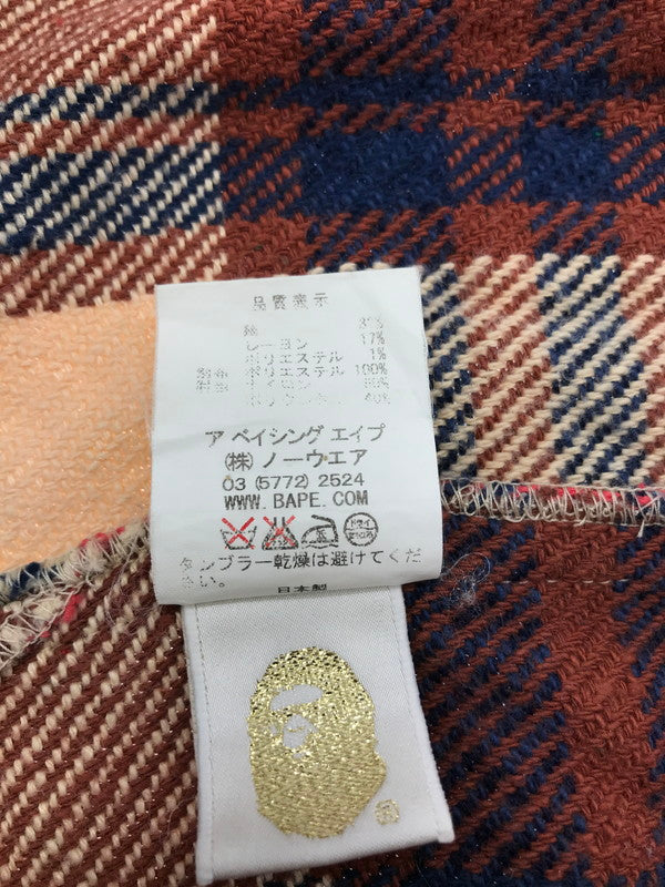 【中古品】【メンズ】 A BATHING APE ア ベイシング エイプ ELBOW PATCH FLANNEL SHIRT 1870-131-064 エルボー パッチ フランネル シャツ トップス 142-260801-rt-16-tagh サイズ：L カラー：レッド 万代Net店