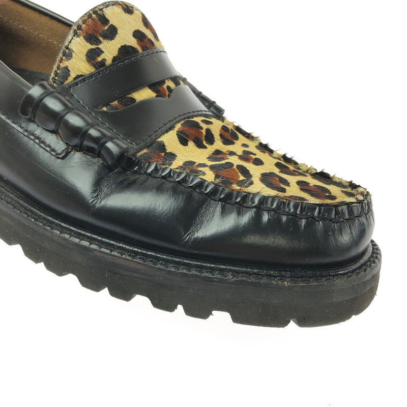 【中古品】【メンズ】 G.H.BASS&CO. WEEJUNS BLACK&LEOPARD RUG SOLE LOAFERS BA91509002 ウィージャンズ ブラックアンドレオパード ラグソールローファー 靴 164-260803-ki-19-tagh サイズ：US8.5 万代Net店